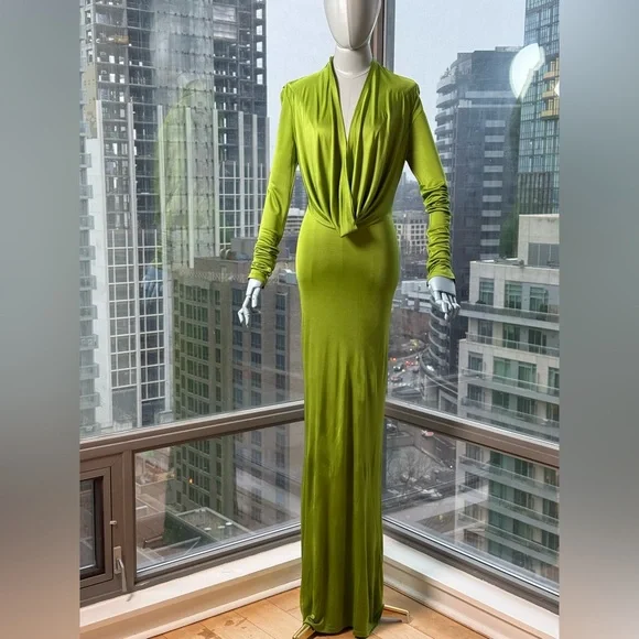🆕 RAT & BOA 🧿 NWOT Octavia Long Sleeve Column Maxi Dress, Green - Sz M US 6 - Picture 4 of 17